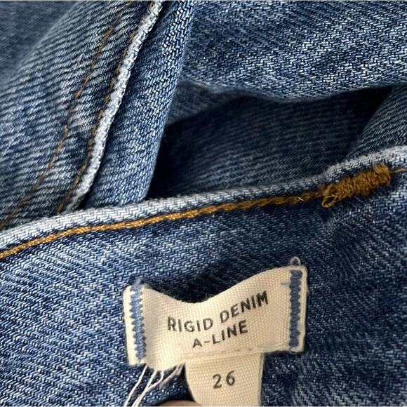 Madewell Rigid Denim Jean A-Line Skirt Pockets 100% Cotton Blue Women’s 26 - Picture 5 of 8